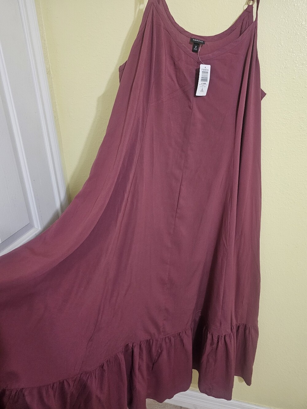 Maxi Slip Dress in Dusty Rose with Ruffle Hem